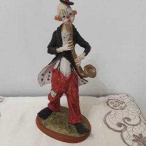 Vintage  Resin Boho Clown Playing Saxophone